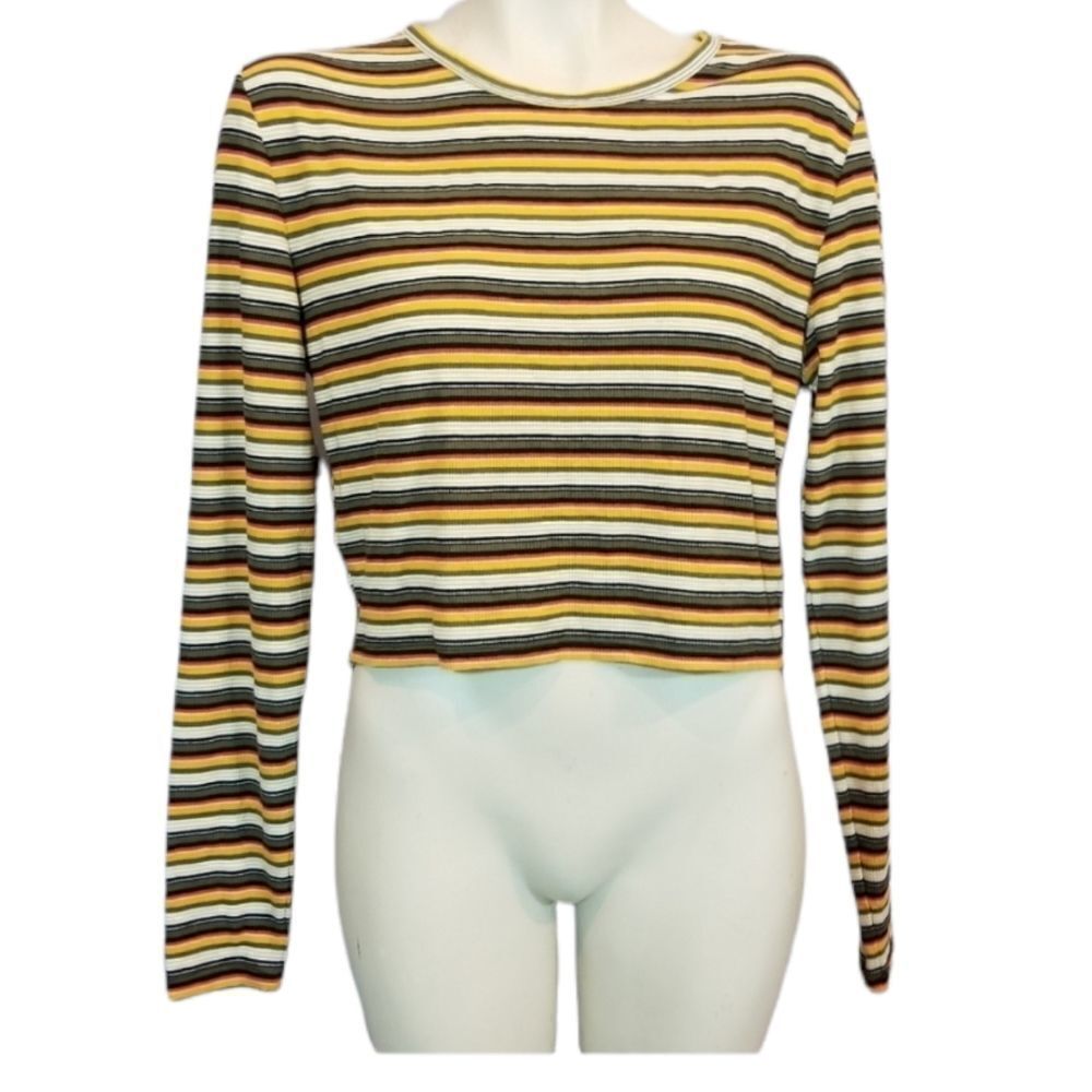 5/$25 Summer Sale!!! Abound Striped Crop Long Sleeve Top Sz Large